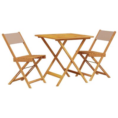 vidaXL 3 Piece Bistro Set Taupe Fabric and Solid Wood