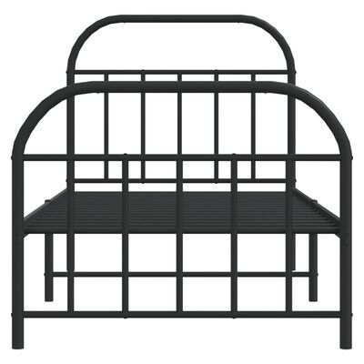 vidaXL Metal Bed Frame without Mattress with Footboard Black 90x200 cm