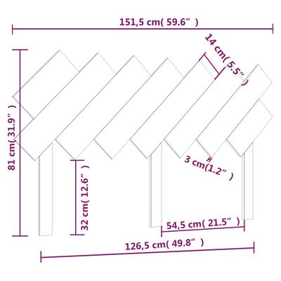 vidaXL Bed Headboard Black 151.5x3x81 cm Solid Wood Pine