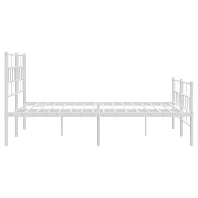 vidaXL Metal Bed Frame without Mattress with Footboard White 140x190 cm