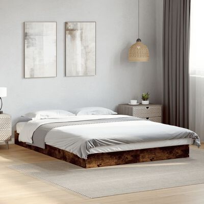 vidaXL Bed Frame without Mattress Smoked Oak 140x200 cm Engineered Wood