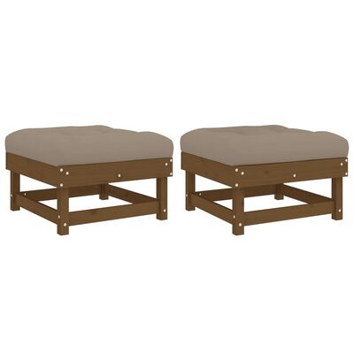 vidaXL Garden Footstools with Cushions 2pcs Honey Brown Solid Wood Pine