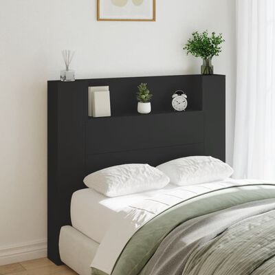 vidaXL Headboard Cabinet with LED Black 120x16.5x103.5 cm