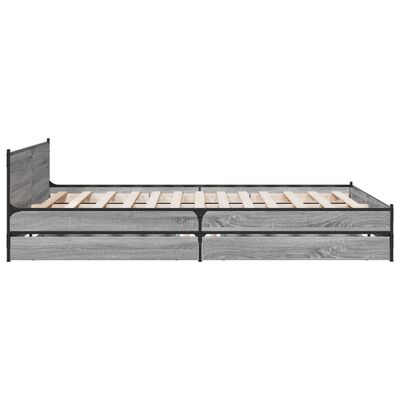 vidaXL Bed Frame with Drawers without Mattress Grey Sonoma 120x190 cm Small Double