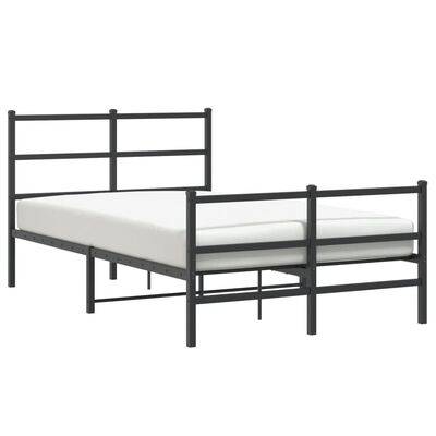 vidaXL Metal Bed Frame without Mattress with Footboard Black 120x190 cm Small Double