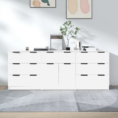 vidaXL 3 Piece Sideboards White Engineered Wood