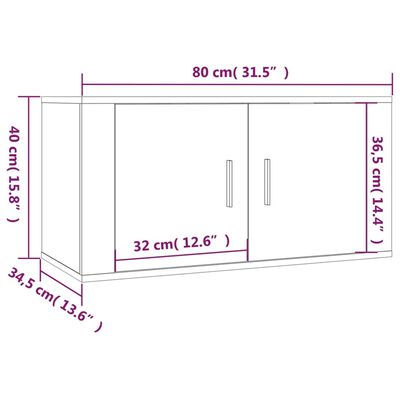 vidaXL Wall-mounted TV Cabinets 2 pcs Concrete Grey 80x34.5x40 cm