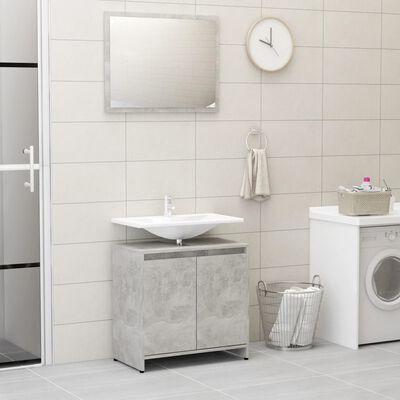 vidaXL 3 Piece Bathroom Furniture Set Concrete Grey Engineered Wood