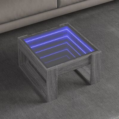 vidaXL Coffee Table with Infinity LED Grey Sonoma 50x53x30 cm