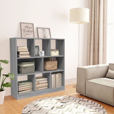 vidaXL Book Cabinet Grey Sonoma 97.5x29.5x100 cm Engineered Wood