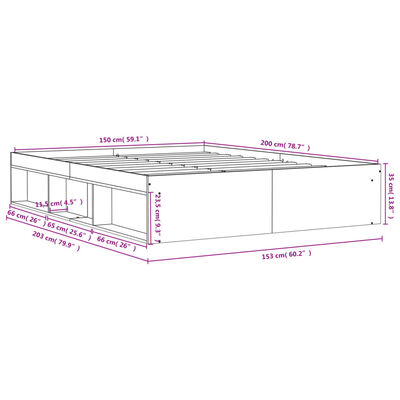 vidaXL Bed Frame without Mattress White 150x200 cm King Size