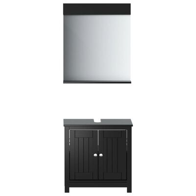 vidaXL 2 Piece Bathroom Furniture Set BERG Black Solid Wood Pine