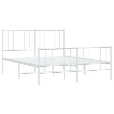 vidaXL Metal Bed Frame without Mattress with Footboard White 150x200 cm King Size