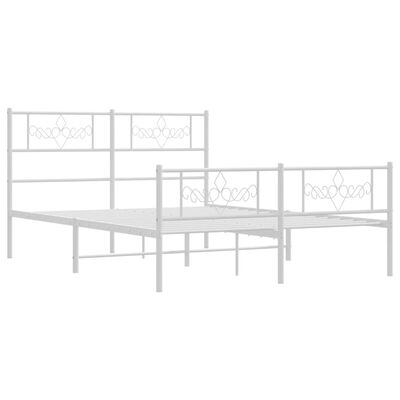 vidaXL Metal Bed Frame without Mattress with Footboard White 120x190 cm Small Double