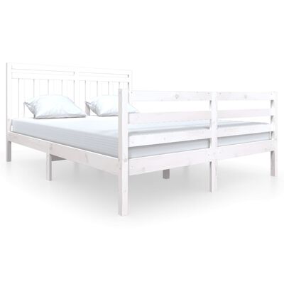 vidaXL Bed Frame without Mattress White Solid Wood 160x200 cm (810441+814105)