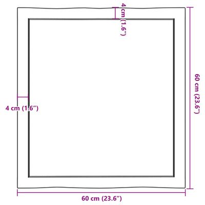 vidaXL Table Top 60x60x(2-6) cm Untreated Solid Wood Live Edge