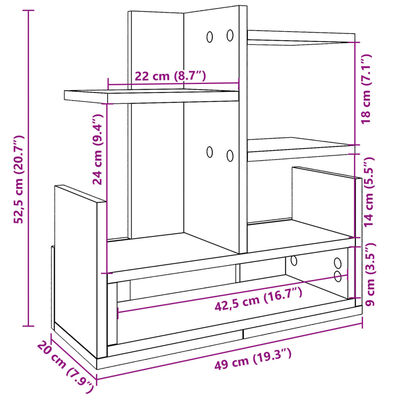 vidaXL Desk Organiser White 49x20x52.5 cm Engineered wood