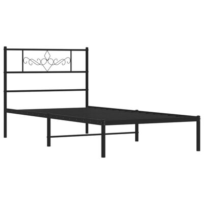 vidaXL Metal Bed Frame without Mattress with Headboard Black 100x190 cm