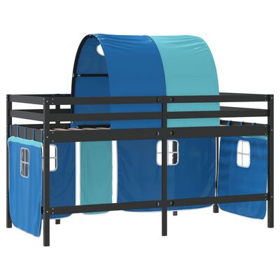 vidaXL Kids' Loft Bed with Tunnel without Mattress Blue 90x200 cm