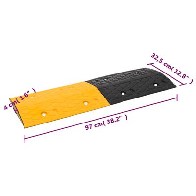 vidaXL Speed Hump Yellow&Black 97x32.5x4 cm Rubber