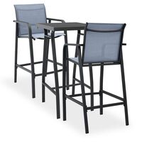 vidaXL 3 Piece Garden Bar Set Black and Grey