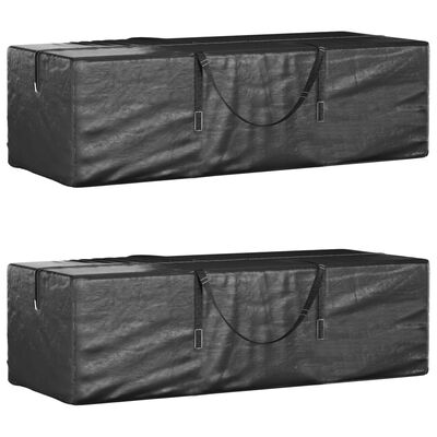 vidaXL Garden Cushion Storage Bags 2 pcs Black 135x40x55 cm Polyethylene