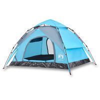 vidaXL Camping Tent Dome 3-Person Blue Quick Release