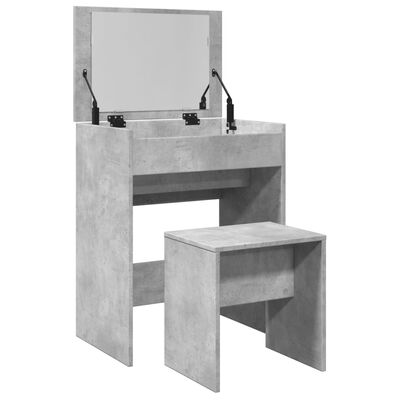 vidaXL Dressing Table and Stool Concrete Grey 60x40x113.5 cm