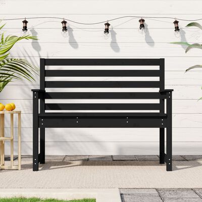 vidaXL Garden Bench Black 109x48x91.5 cm Solid Wood Pine