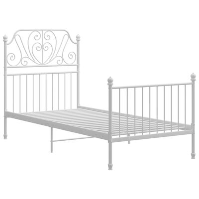 vidaXL Bed Frame without Mattress White Metal 100x200 cm