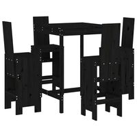 vidaXL 5 Piece Garden Bar Set Black Solid Wood Pine