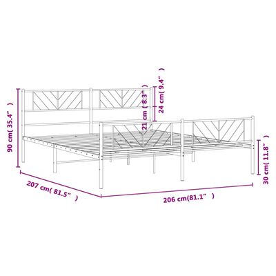 vidaXL Metal Bed Frame without Mattress with Footboard White 200x200 cm