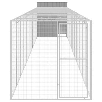 vidaXL Chicken Cage with Run Light Grey 165x1271x181 cm Galvanised Steel
