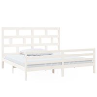 vidaXL Bed Frame without Mattress White Solid Wood 200x200 cm (810451+814215)