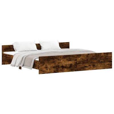 vidaXL Bed Frame without Mattress Smoked Oak 180x200 cm Super King