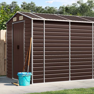 vidaXL Garden Shed Brown 191x895x198 cm Galvanised Steel