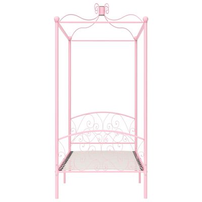 vidaXL Canopy Bed Frame without Mattress Pink Metal 100x200 cm