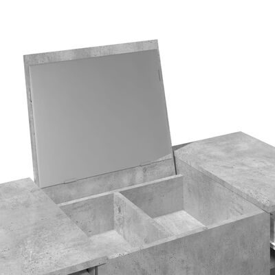 vidaXL Dressing Table with Mirror Concrete Grey 100x45x76 cm