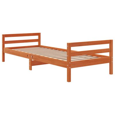 vidaXL Bed Frame without Mattress Wax Brown 90x200 cm Solid Wood Pine