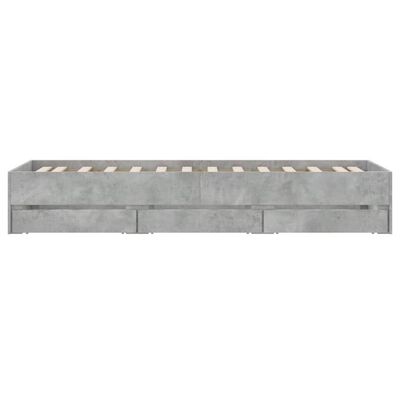 vidaXL Bed Frame with Drawers without Mattress Concrete Grey 100x200 cm