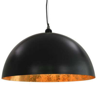 vidaXL Ceiling Lamps 2 pcs Black and Gold Semi-spherical 50 cm E27