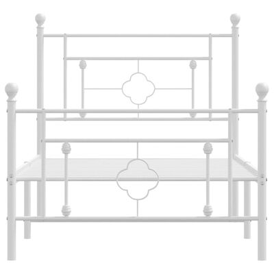 vidaXL Metal Bed Frame without Mattress with Footboard White 90x200 cm