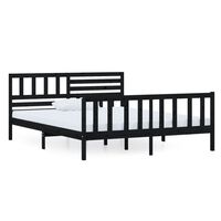 vidaXL Bed Frame without Mattress Black Solid Wood 120x200 cm (810081+814138)