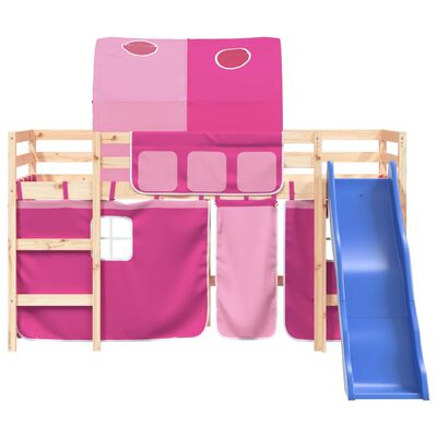 vidaXL Kids' Loft Bed with Tunnel without Mattress Pink 90x200 cm