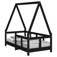 vidaXL Kids Bed Frame Black 70x140 cm Solid Wood Pine