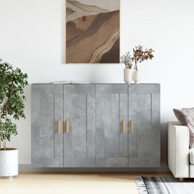 vidaXL Wall Mounted Cabinets 2 pcs Concrete Grey Engineered Wood