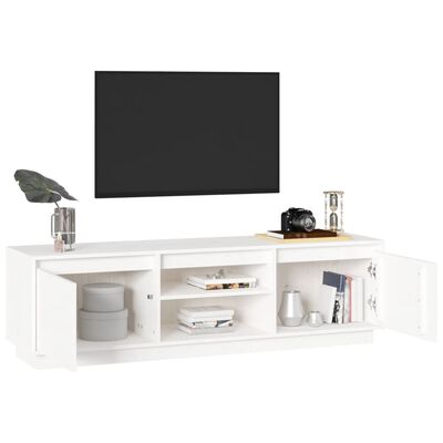 vidaXL TV Cabinet White 140x35x40 cm Solid Wood Pine