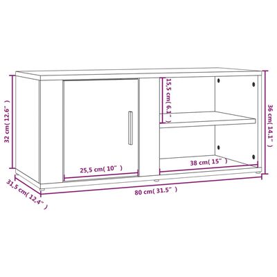 vidaXL TV Cabinet Sonoma Oak 80x31,5x36 cm Engineered Wood