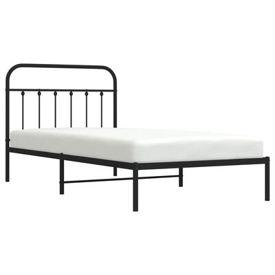 vidaXL Metal Bed Frame without Mattress with Headboard Black 100x200 cm