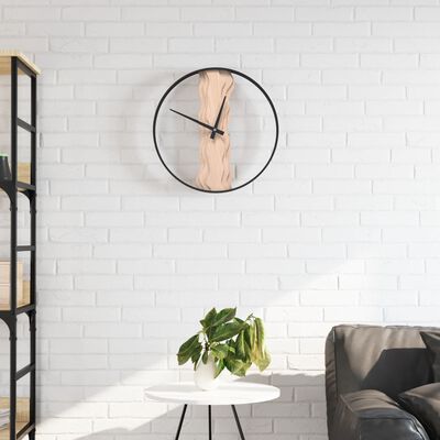 vidaXL Wall Clock Brown Ø35 cm Iron and Oak Wood